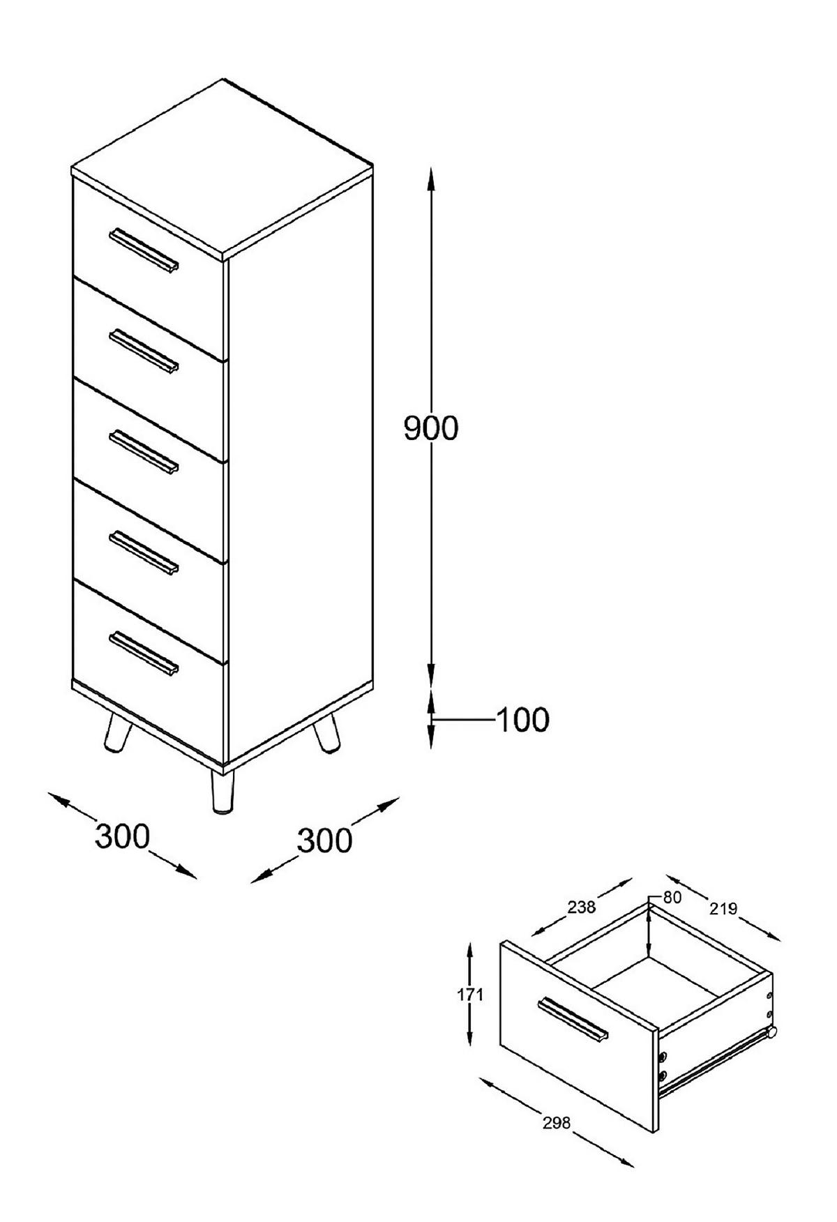 Midischrank Landos M - Honigeiche/Weiß, MODERN, Holzwerkstoff (30/100/30cm) - MID.YOU