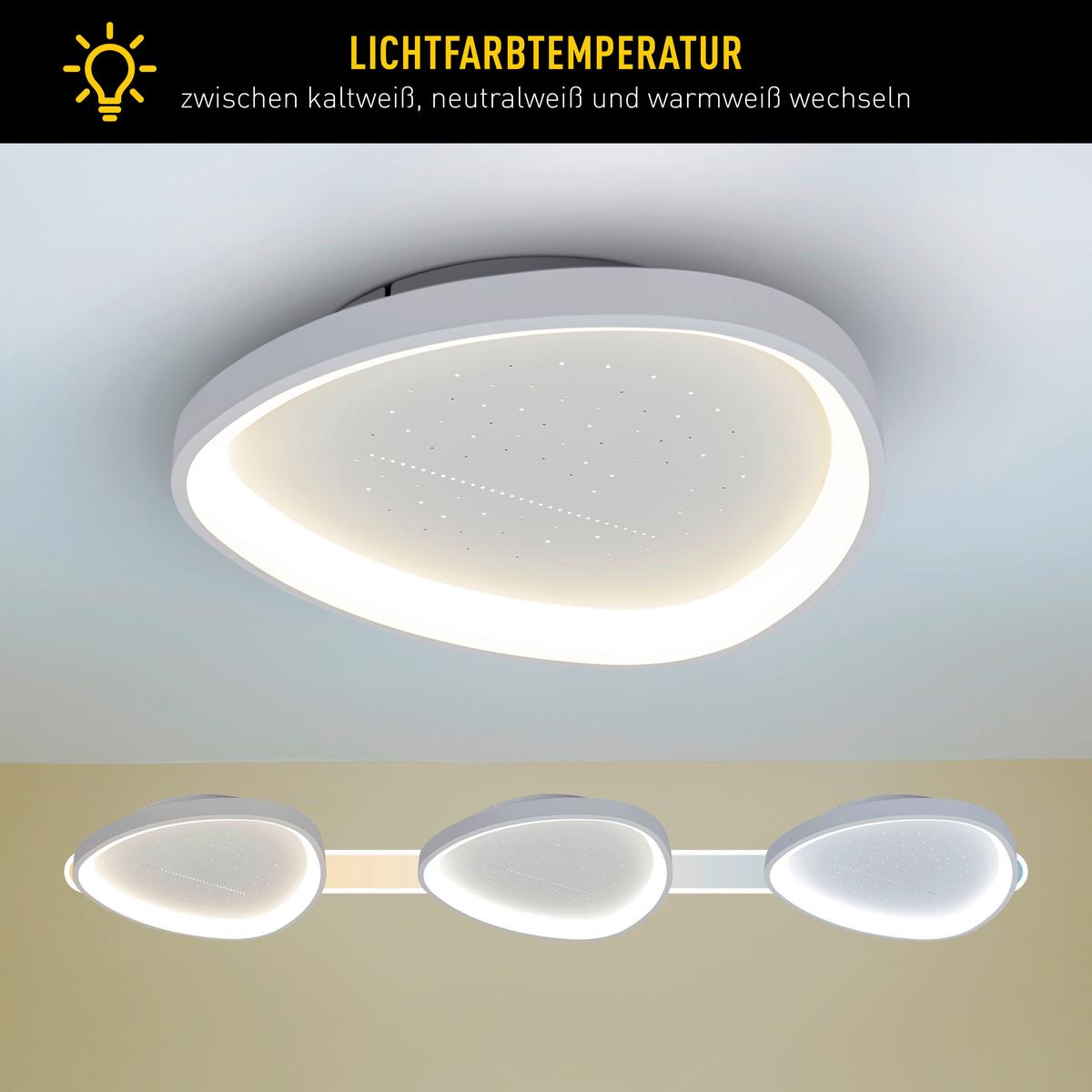LED-Deckenleuchte Memory-Funktion - Weiß, Design, Kunststoff/Metall (60,5/60,5/7,1cm) - Näve