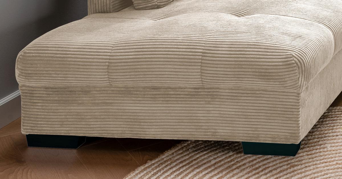 Rohová sedačka ALVITO, levá, béžový manšestr - šedá/černá, Design, dřevo/textil (202/298cm) - MID.YOU