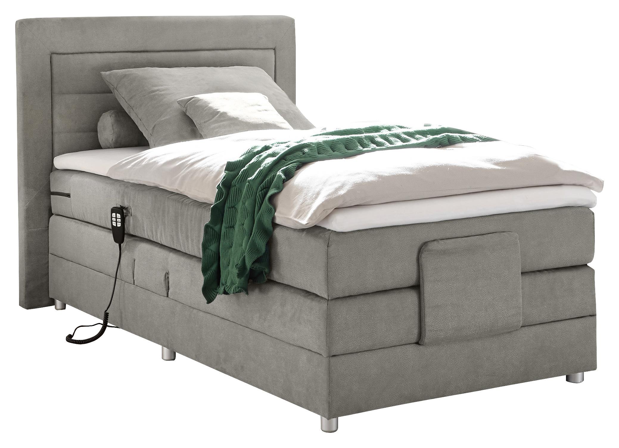 Polohovatelná Boxspring Postel Saba, 120x200, Světle Šedá - barvy stříbra/světle šedá, Basics, kompozitní dřevo/textil (120/200cm) - MID.YOU