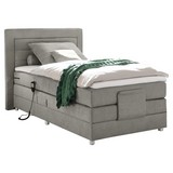 Boxspringbett mit Topper, verstellbar 120x200 Saba - Silberfarben/Hellgrau, Basics, Holzwerkstoff/Textil (120/200cm) - MID.YOU