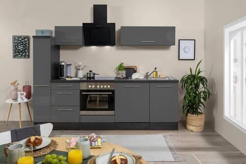 Küchenzeile Respekta Rp250ewc mit Geräte 250 cm Grau/Schwarz - Schwarz/Grau, Basics, Holzwerkstoff (250cm) - Respekta