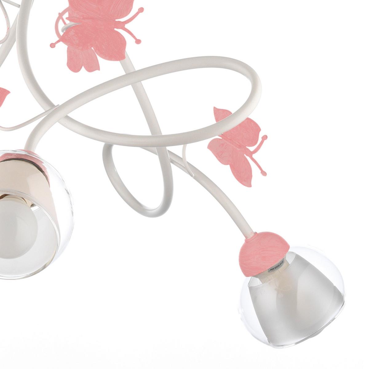 Kinderhängeleuchte 4924/3 - Pink/Weiß, Basics, Glas/Metall (65/80cm)