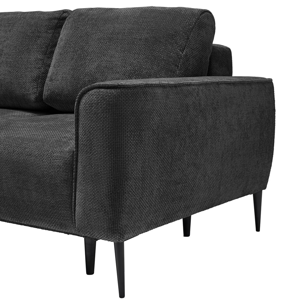 Rohová sedačka CUSTOM, ľavá, čierna ženilka - čierna, Modern, kov/textil (164/85/255cm) - Mömax