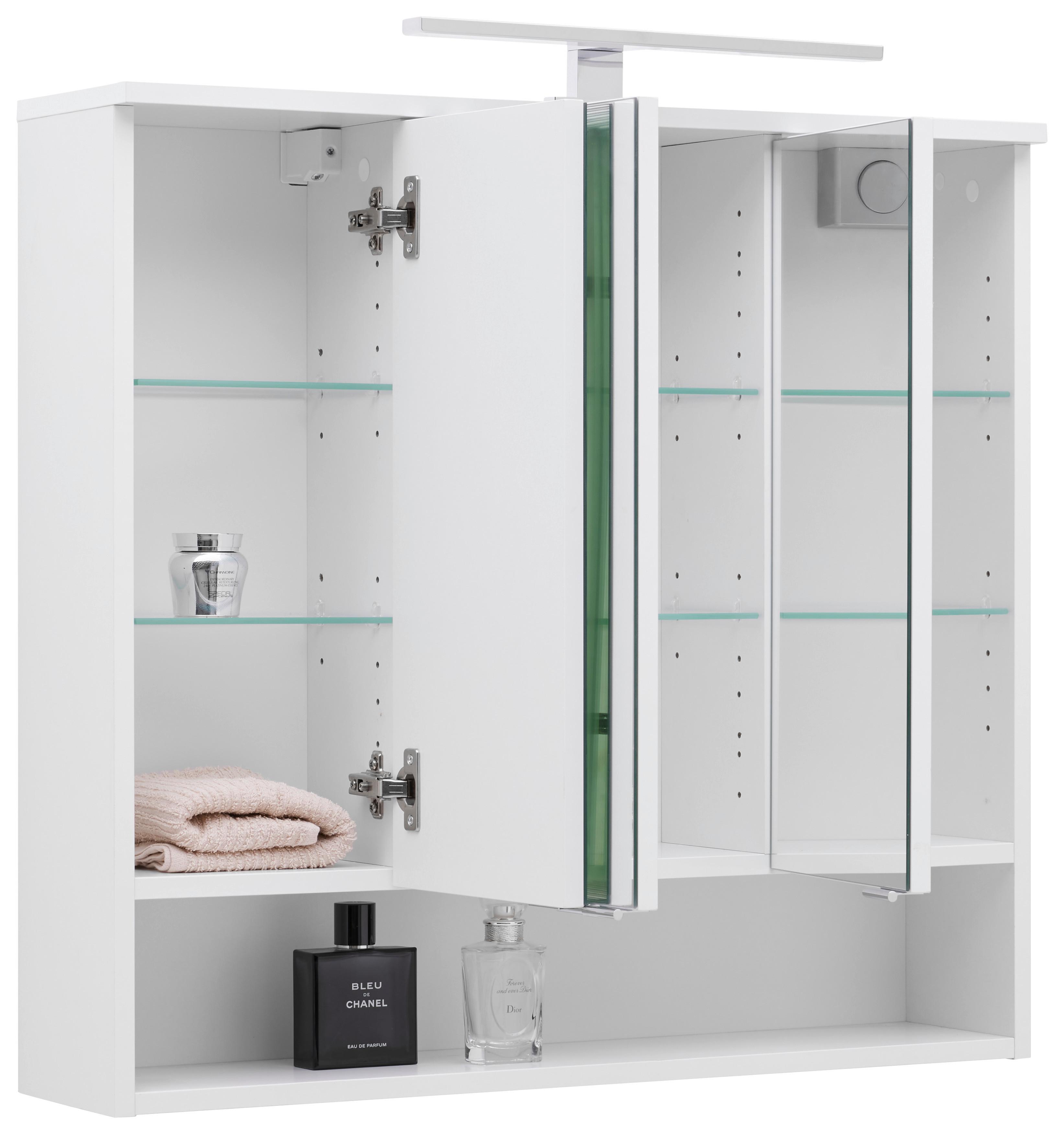 Spiegelschrank Fresh Mit Led 2-Türig Bht: 60x75x20 Cm - Weiß, KONVENTIONELL, Glas/Holzwerkstoff (80/75/20cm) - Ondega