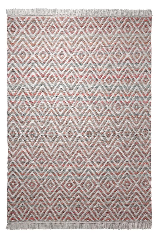 Handwebteppich Rot/Weiß Wolle Vector 60x110 cm - Rot/Weiß, KONVENTIONELL, Textil (60/110cm) - Esprit