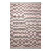Handwebteppich Rot/Weiß Wolle Vector 60x110 cm - Rot/Weiß, KONVENTIONELL, Textil (60/110cm) - Esprit