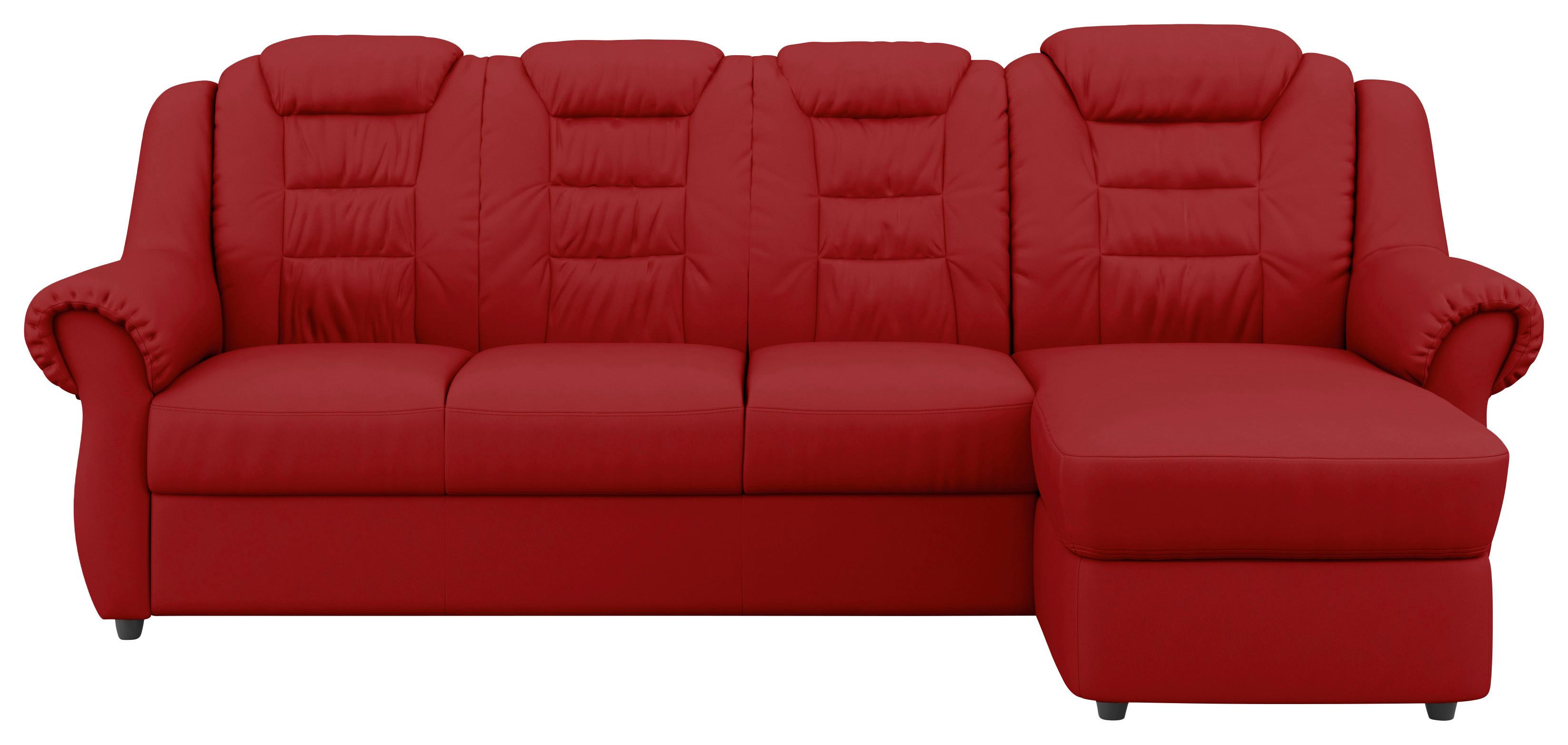 Ecksofa Boston Rot Lederlook - Rot/Schwarz, KONVENTIONELL, Textil (262/165cm) - Livetastic