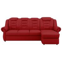 Ecksofa Boston Rot Lederlook - Rot/Schwarz, KONVENTIONELL, Textil (262/165cm) - Livetastic