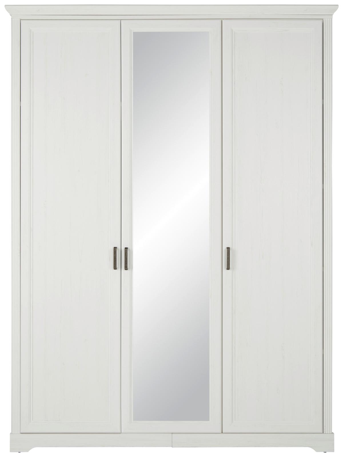 Skriňa biela,š.160cm - biela/niklová, Romantik / Landhaus, kov/kompozitné drevo (160/220/64cm)