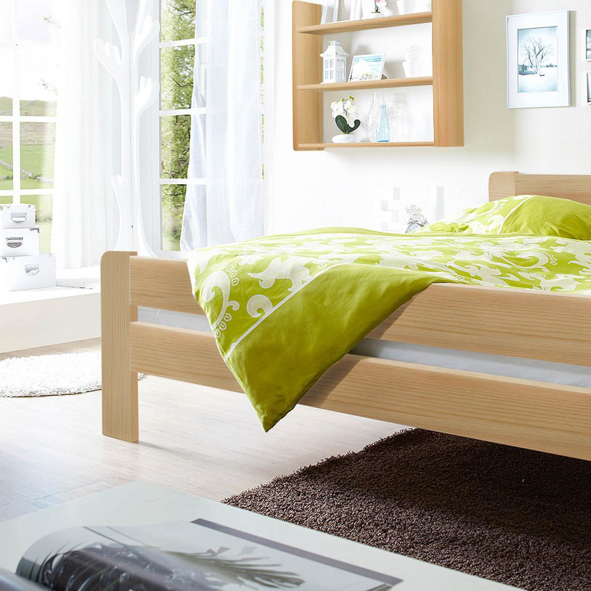 Bett Echtholz Massiv 140x200 Bert, Kiefer - Kieferfarben, MODERN, Holz (140/200cm) - MID.YOU