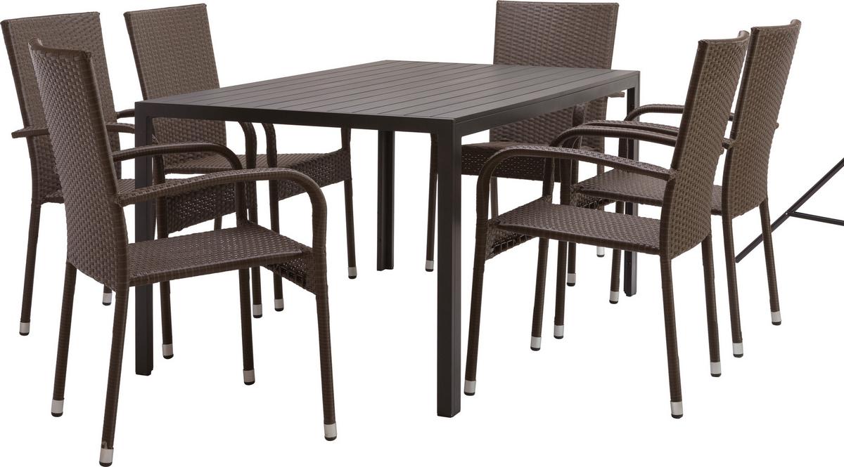 Gartentisch Milano Kunststoff/aluminium L 205 Cm - Dunkelgrau/Schwarz, MODERN, Kunststoff/Metall (205/74/90cm) - Beldano