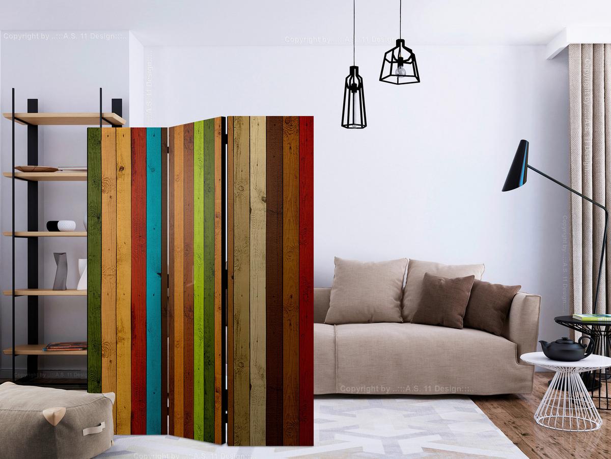 Paravent Multicolor B: 135 Cm - Multicolor, Basics, Holz/Textil (135/172/3cm) - artgeist