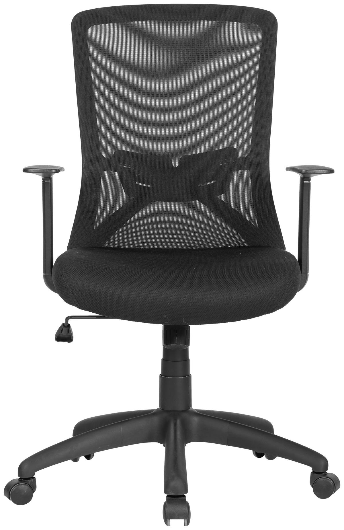 Drehstuhl Long Abwischbar Schwarz Bis 110 Kg - Schwarz, MODERN, Kunststoff/Textil (52,5/95,5-103/60,5cm) - MID.YOU