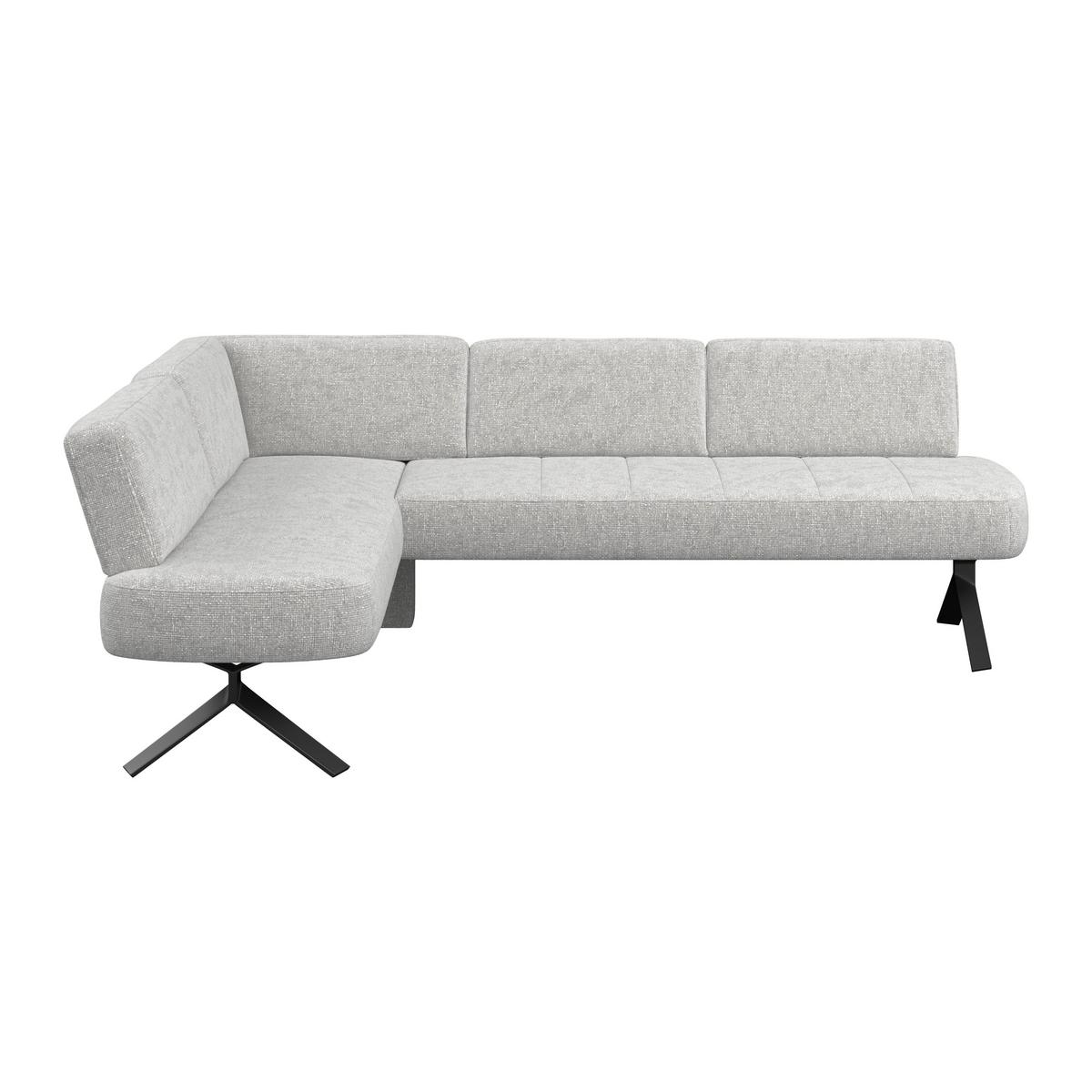 Eckbank hellgrau/Metallbeine Ulmo,S: 176x248cm - Hellgrau/Schwarz, MODERN, Textil/Metall (176/248cm)