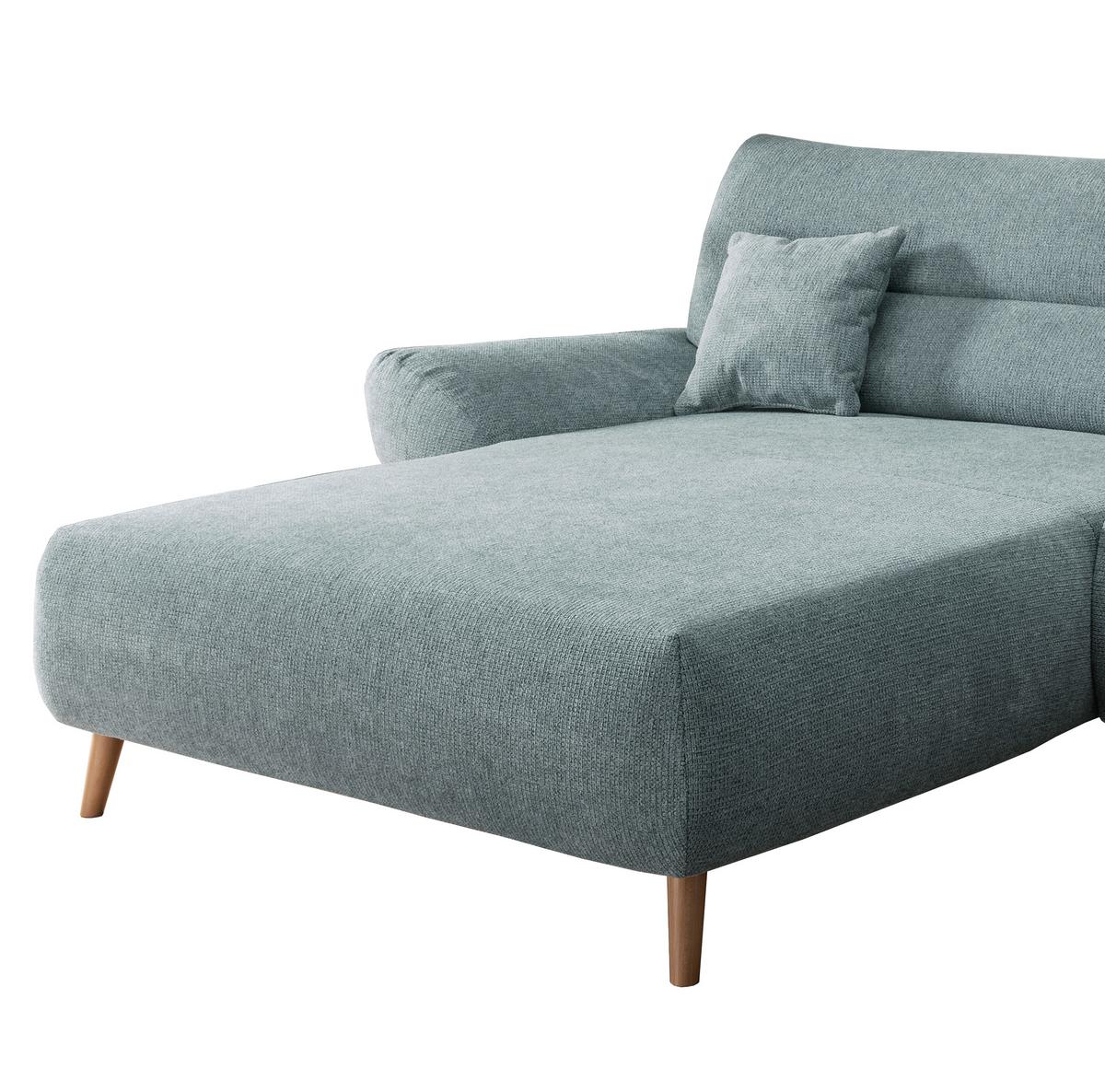 Ecksofa Chenille Blau S: 166x290 Cm - Wildeiche/Mintgrün, MODERN, Textil (166/290cm) - MID.YOU