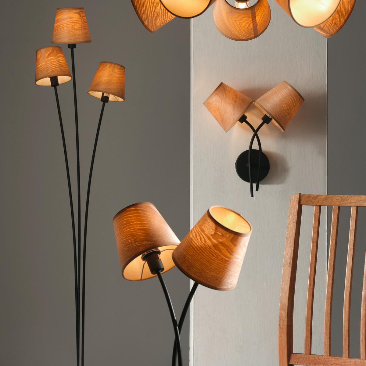 Stehleuchte 5067/pt3 - Eichefarben/Schwarz, KONVENTIONELL, Textil/Metall (30/165cm)