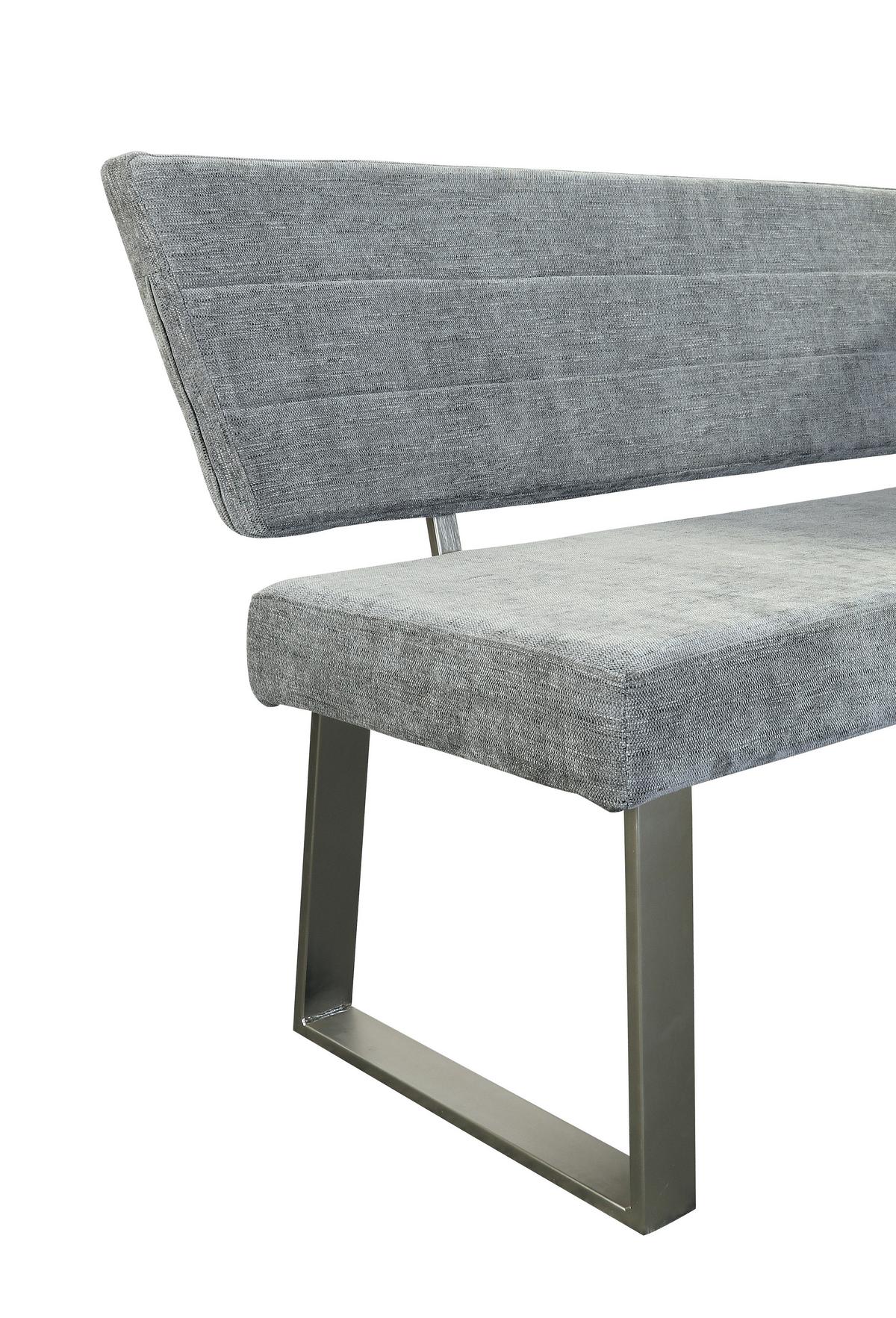 Eckbank Jules 142,5x187cm Hellgrau - Hellgrau/Nickelfarben, MODERN, Textil/Metall (142,5/187cm) - MID.YOU