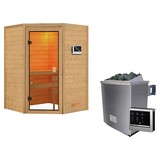 Sauna Bordeaux mit externer Steuerung - Naturfarben, MODERN, Holz (146/198/146cm) - Karibu