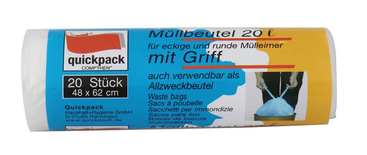 Müllbeutel Sam, 20 Liter Sam - Transparent, KONVENTIONELL, Kunststoff - Quick Pack
