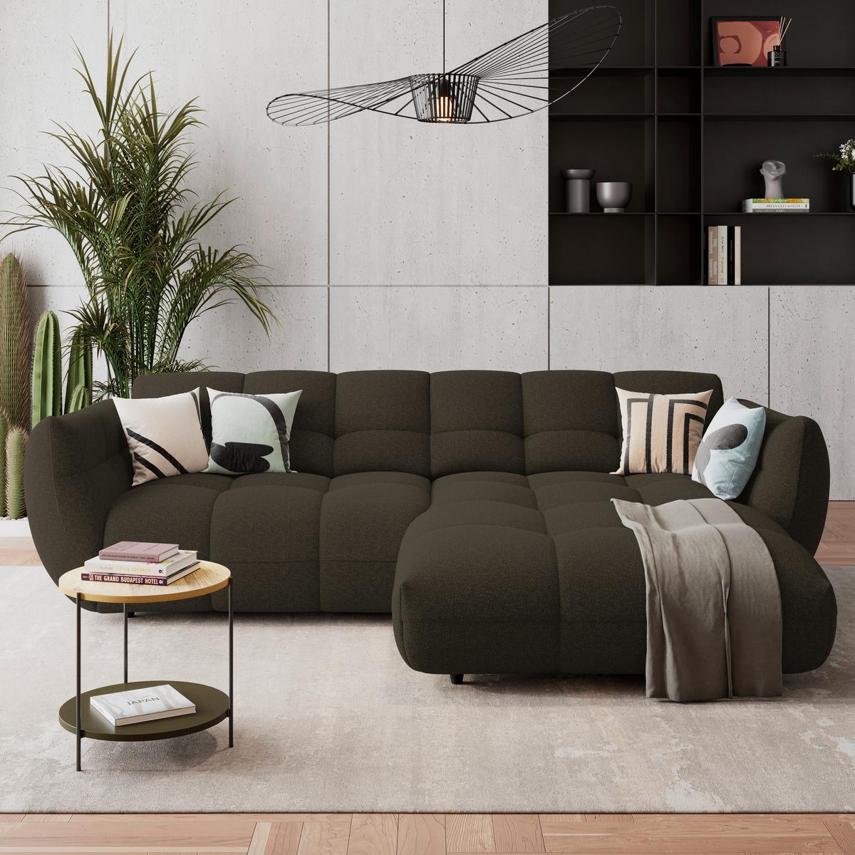 Ecksofa Panda Chenille braun, 280x178cm - Schwarz/Braun, Trend, Textil (280/178cm)