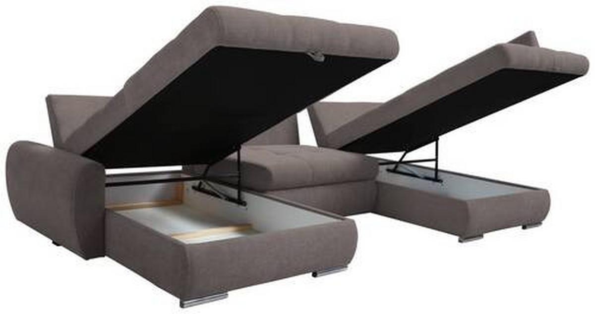 Ecksofa Canion - Chromfarben/Graubraun, Design, Textil (174/322/173cm) - Livetastic