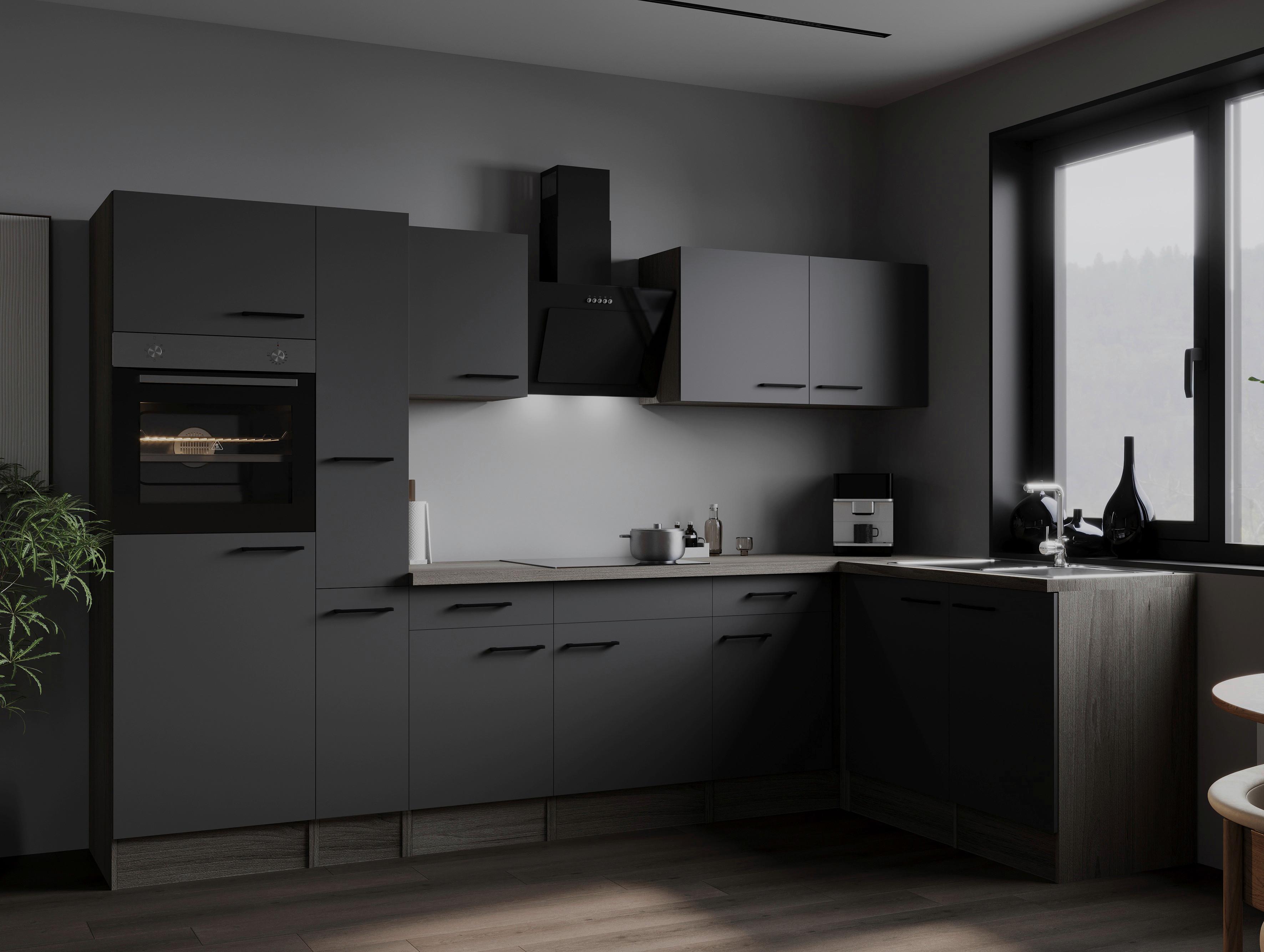 Eckküche Oliver Grau/eiche Dekor S: 310x172 Cm - Eichefarben/Grau, Design, Holzwerkstoff (310/172cm) - Respekta