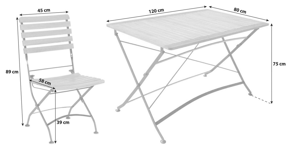 Gartengarnitur 5-Ttlg. Lindau Metall/Holz - Anthrazit/Akaziefarben, Basics, Holz/Metall (120/75/80cm) - Gardenson