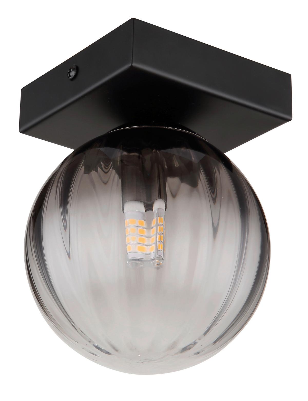 Wandleuchte 15216-1 - Klar/Schwarz, Design, Glas/Metall (12/15cm) - Globo