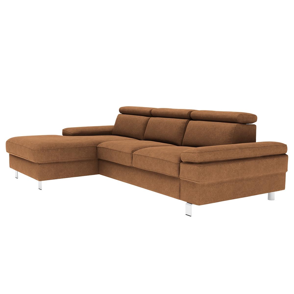 Ecksofa Elvis, Braun S: 182x259 Cm - Silberfarben/Braun, KONVENTIONELL, Textil (182/259cm) - Trendmanufaktur