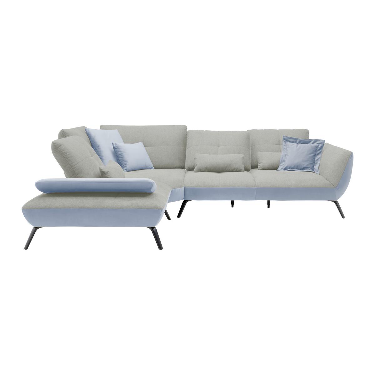 Rohová sedačka TRENDY, levá, světle šedá / stříbrná - barvy stříbra/černá, Moderní, kov/kompozitní dřevo (250/93/310cm) - Premium Living