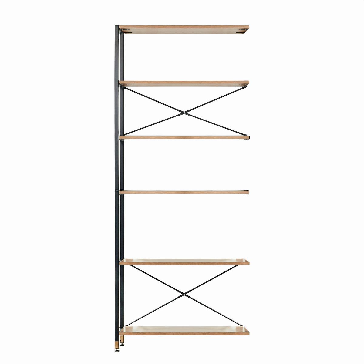 Leiterregal Naturfarben/Schwarz B: 82,5 cm - Schwarz/Naturfarben, Design, Holzwerkstoff/Metall (82,5/210/30cm) - Livetastic