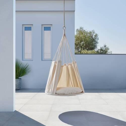 Závěsné Křeslo Funny - béžová, Moderní, kov/textil (80/130/80cm) - Bessagi Garden