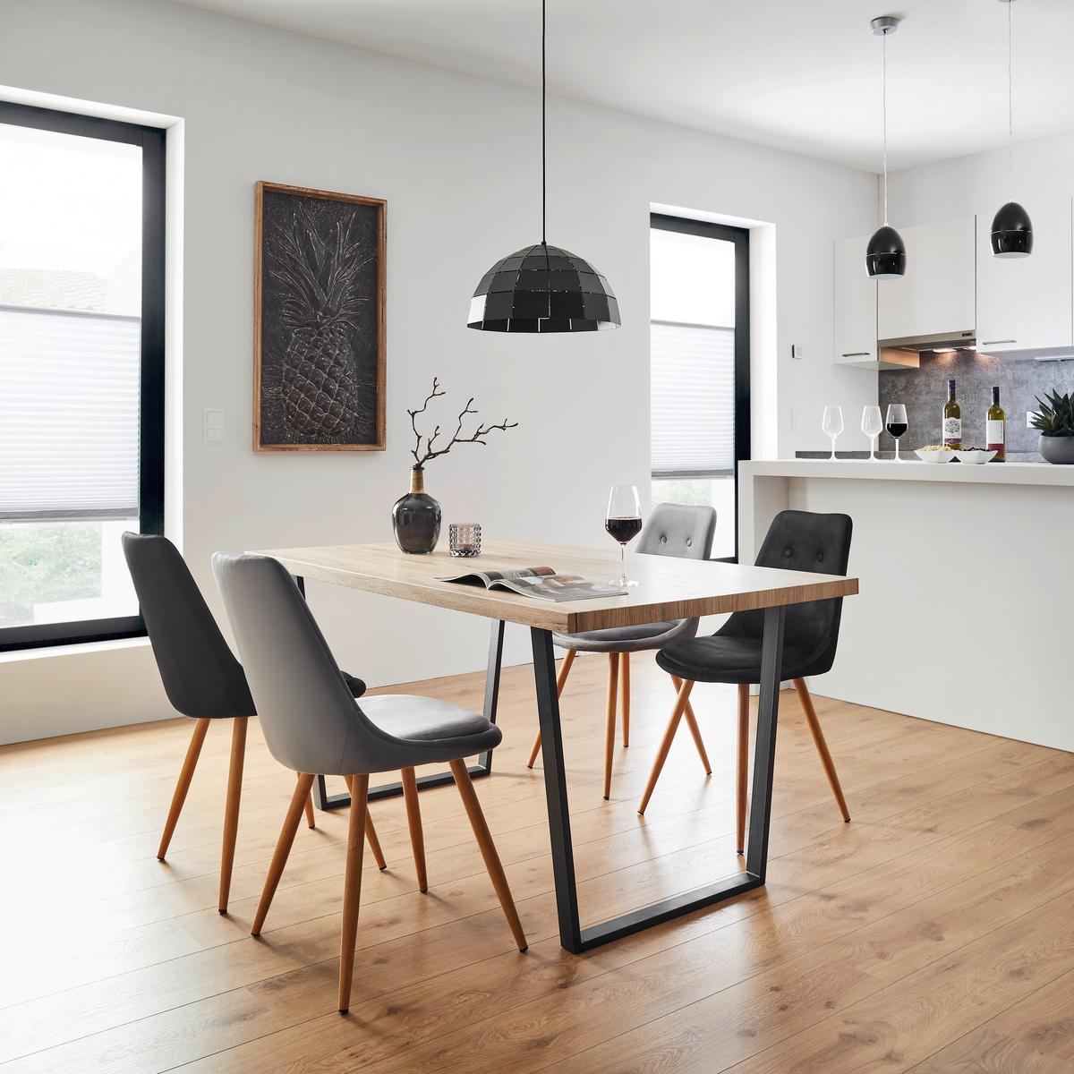 Jídelní židle IRIS - barvy dubu/tmavě šedá, Moderní, kov/textil (49/87/55cm) - Modern Living