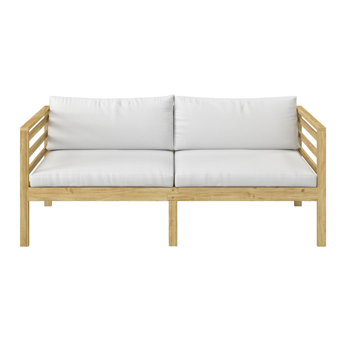 Gartenbank Akazienholz 2-Sitzer Sevilla Mit Kissen - Weiß/Akaziefarben, MODERN, Holz/Textil (180/70/74cm) - James Wood