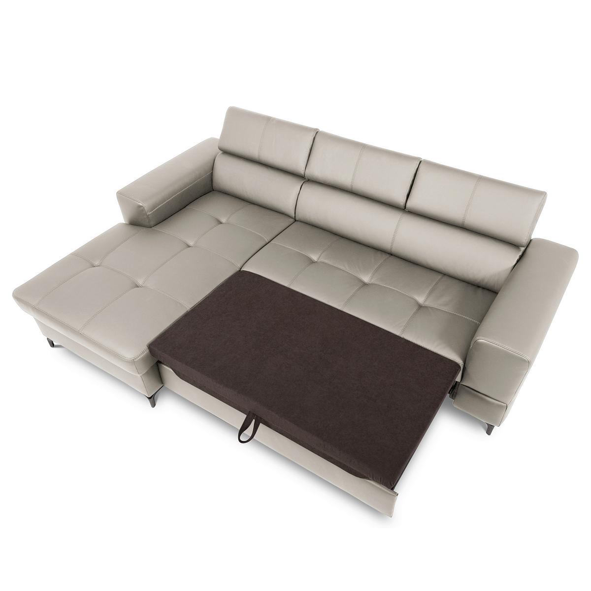 Ecksofa Torino Teilleder Platinfarben 173x247 - Platinfarben/Schwarz, Design, Leder/Textil (173/247cm) - Livetastic