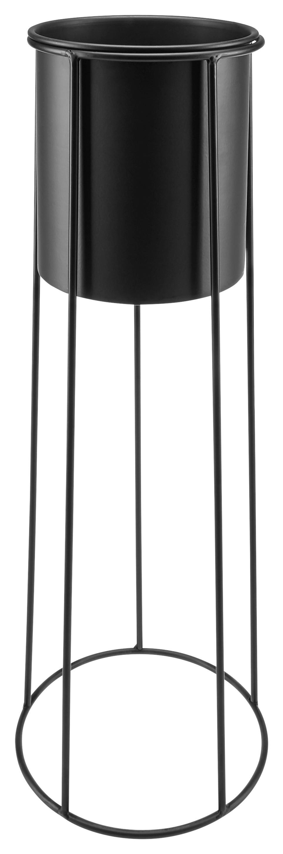 Übertopf Rachele Eisen In- & Outdoor Ø 23 cm Schwarz - Schwarz, MODERN, Metall (23/65,5cm) - Luca Bessoni