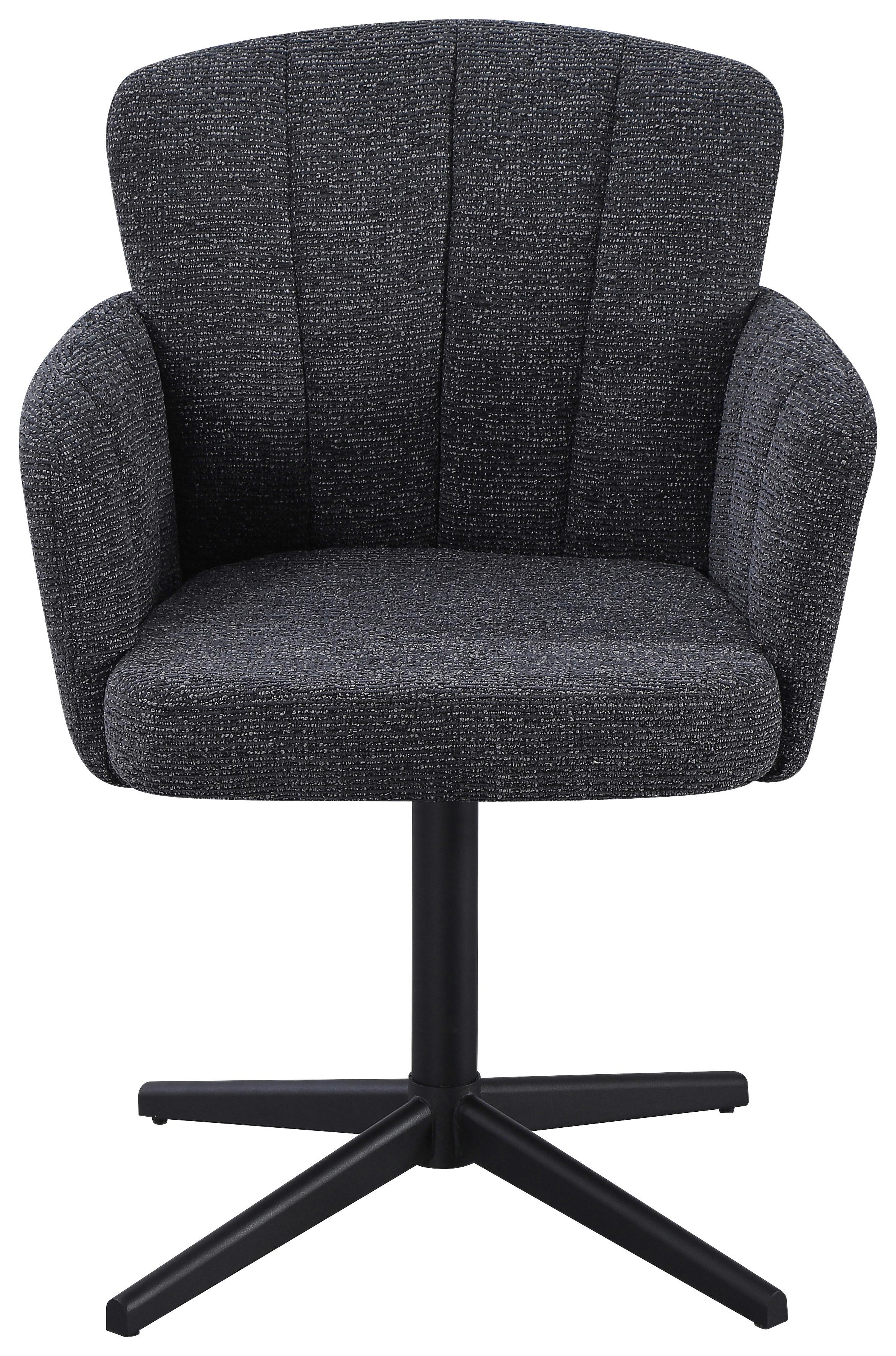 Armlehnstuhl Rosa Leinenopitk Grau - Schwarz/Grau, MODERN, Textil/Metall (60/84/60cm)