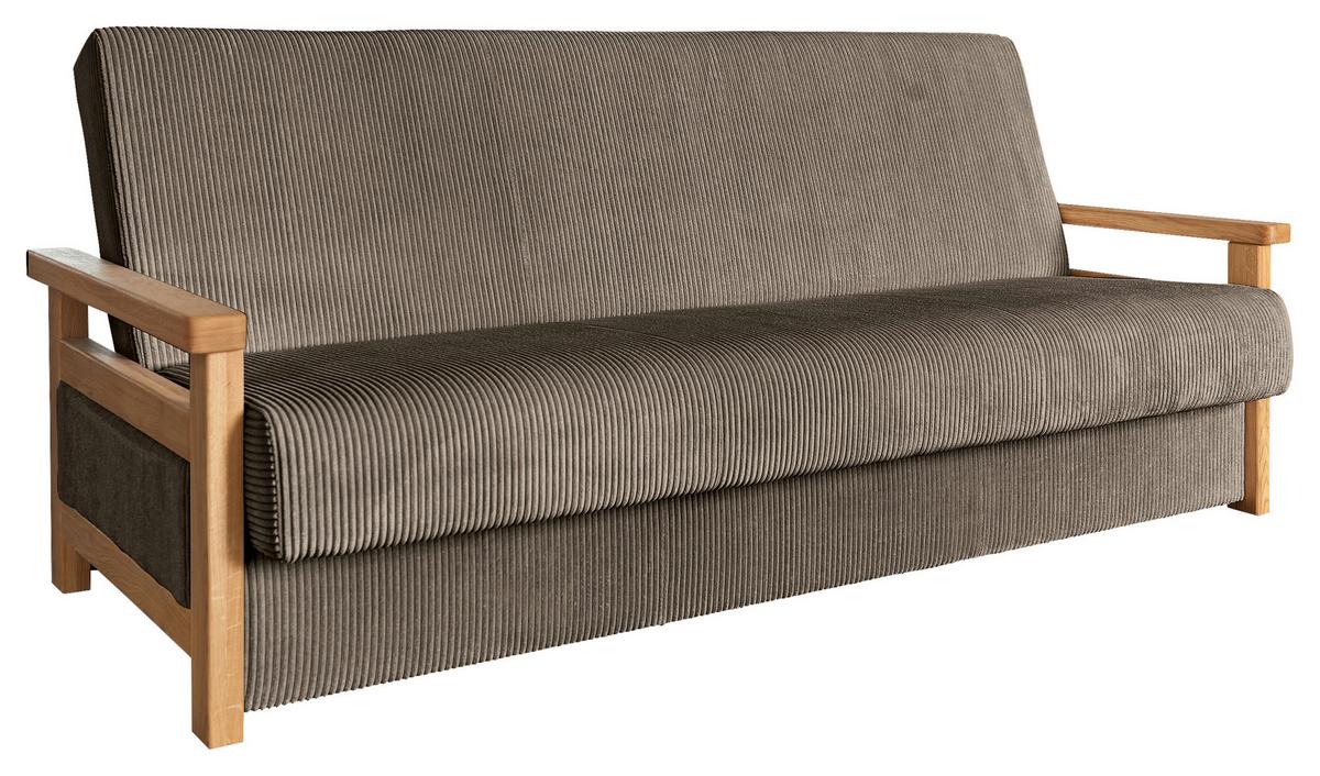 Schlafsofa Malaga Braun B: 220cm - Naturfarben/Braun, Design, Holz/Textil (220/90/90cm) - P & B