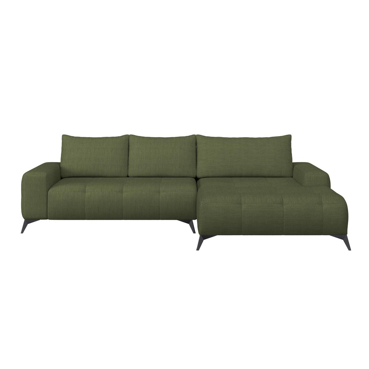 Ecksofa Mauro Moosgrün, mit Schlaffunktion - Waldgrün/Schwarz, Trend, Textil (290/175cm) - Luca Bessoni