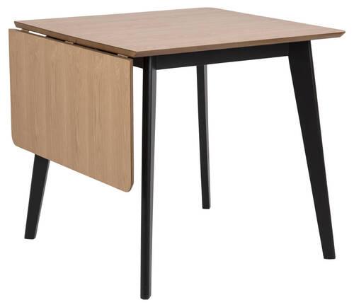 Sklápací jedálenský stôl ROXBY 80-120x80 cm - čierna/farba duba, Konventionell, drevo/kompozitné drevo (80/80/76cm) - MID.YOU