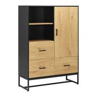 Komoda GIORGIA - černá/barvy dubu, Moderní, kov/kompozitní dřevo (100/140/40cm) - Bessagi Home