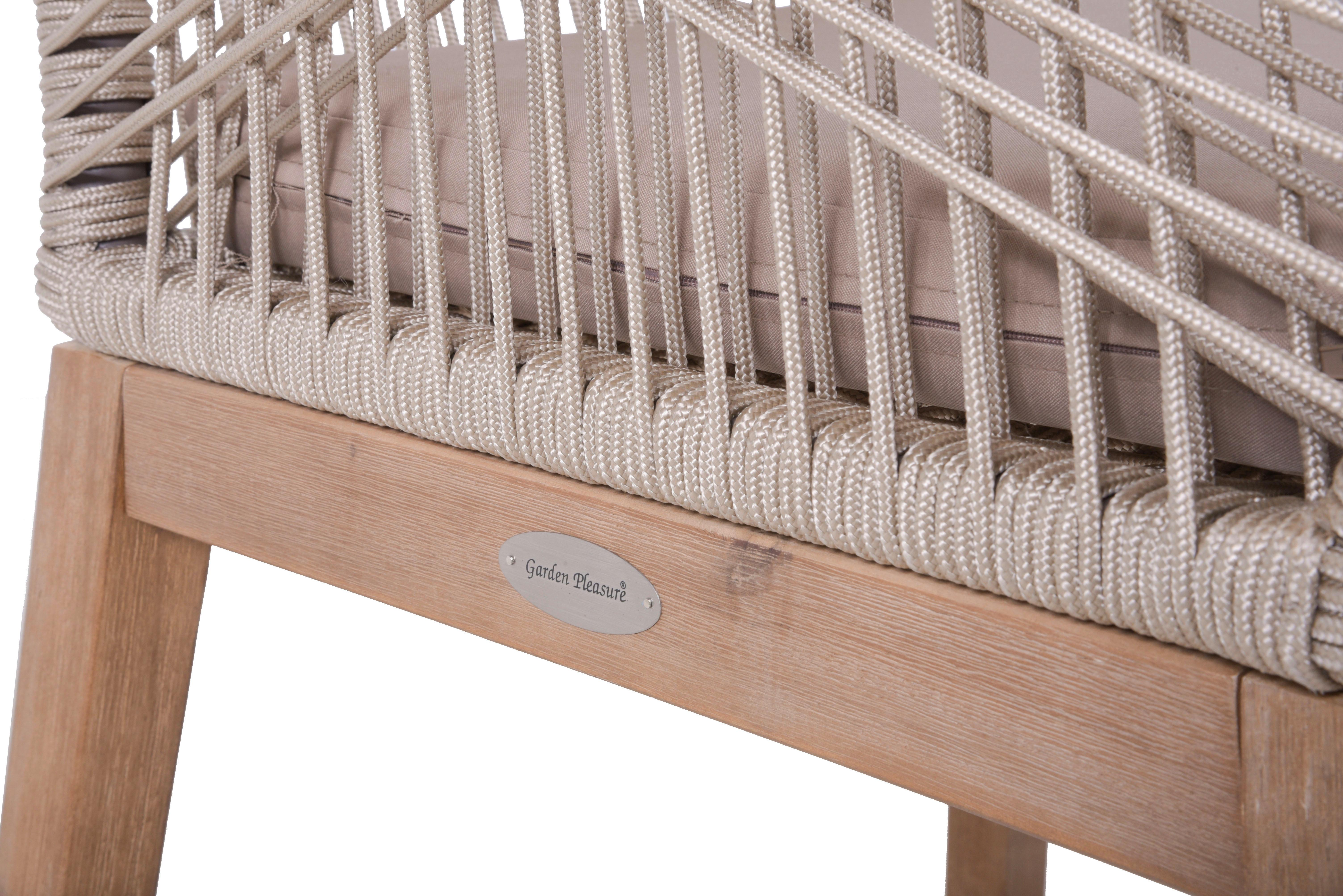 Gartensessel Stapelbar Pomona Stahl - Beige/Braun, Basics, Holz/Kunststoff (60/84/68cm) - Gardenson