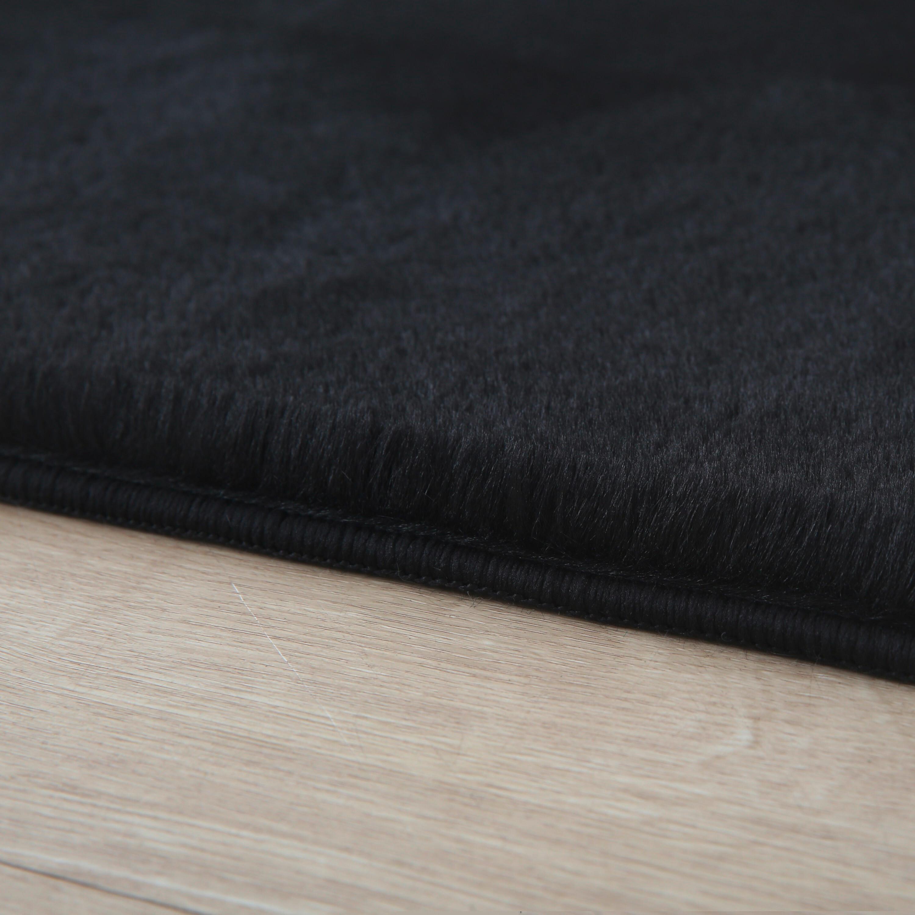 Hochflorteppich, Schwarz Pouffy - Schwarz, Basics, Textil (160/160cm)