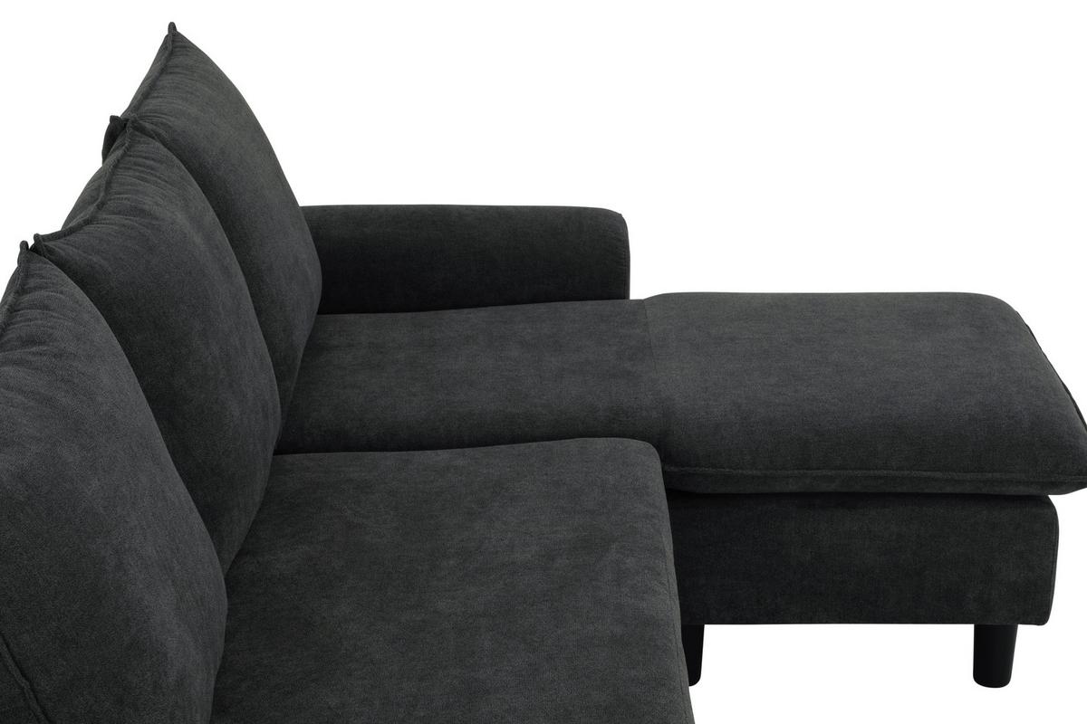Ecksofa Milly - Dunkelgrau/Schwarz, MODERN, Textil (207/138cm) - P & B