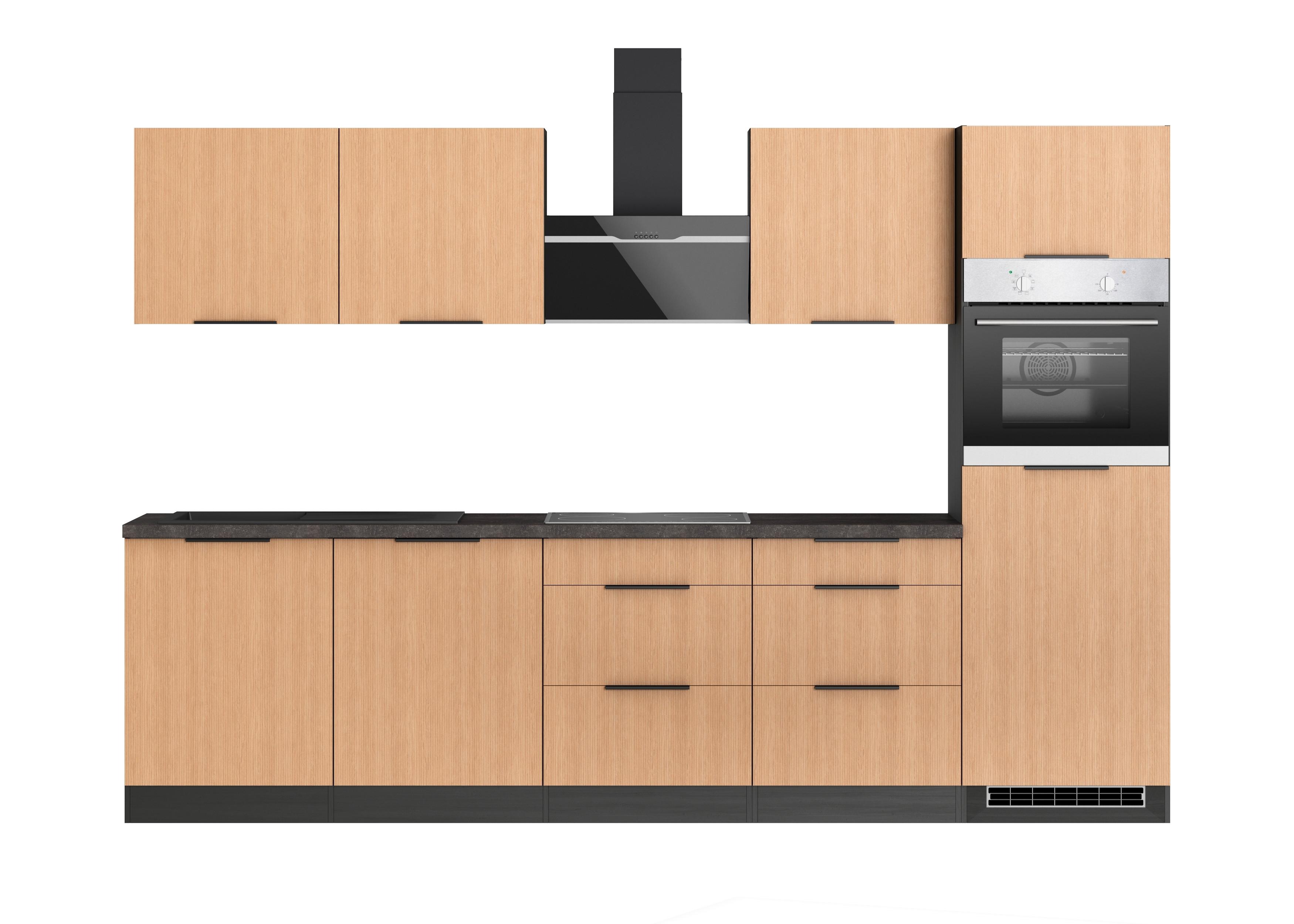 Küchenblock Glasgow Eichefarben/graphit B: 300 Cm - Eichefarben/Graphitfarben, LIFESTYLE, Holzwerkstoff (300cm) - Held