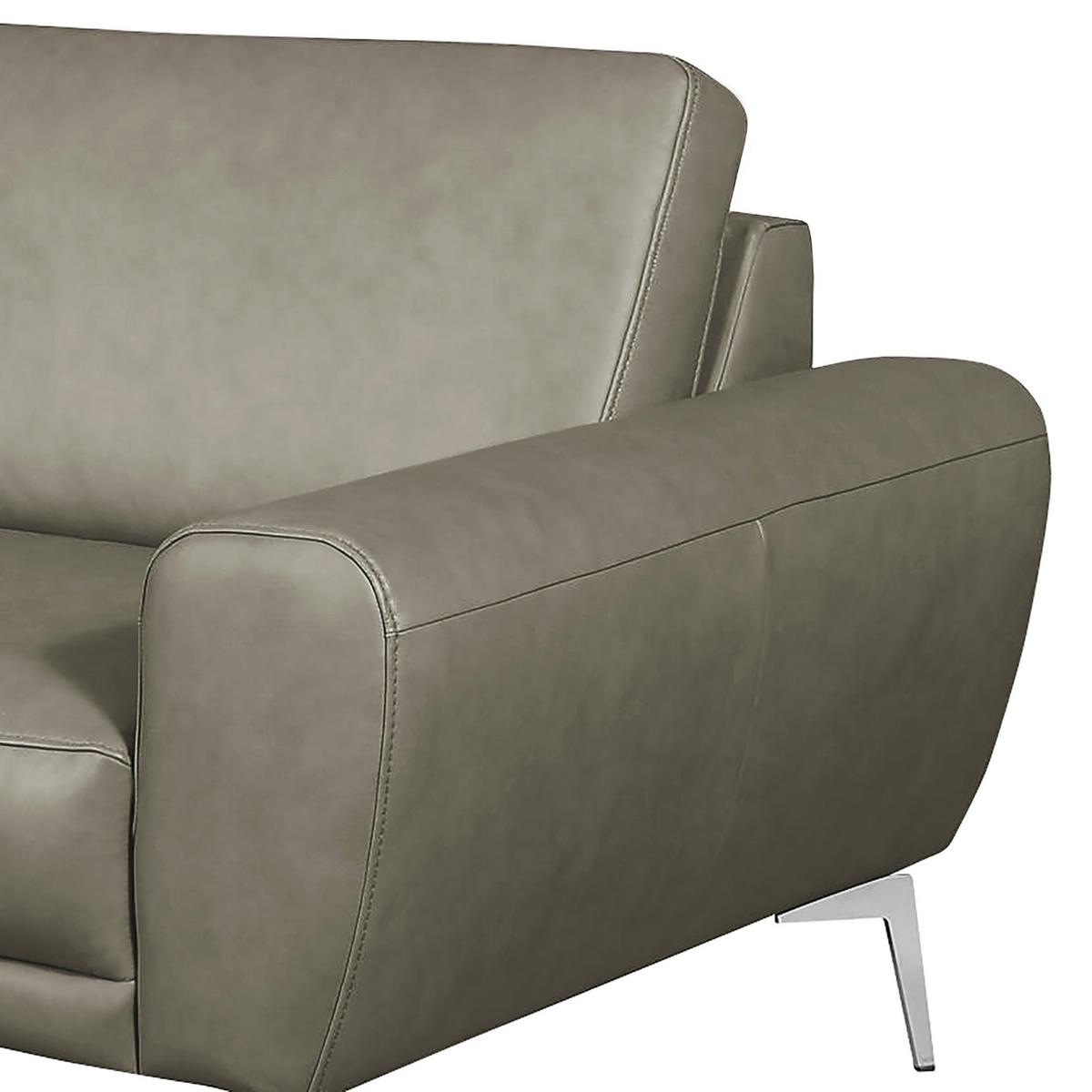 3-Sitzer-Sofa Spring Schwarz Chrom B: 207 cm - Chromfarben/Grau, Design, Leder (207/85/92cm) - Livetastic
