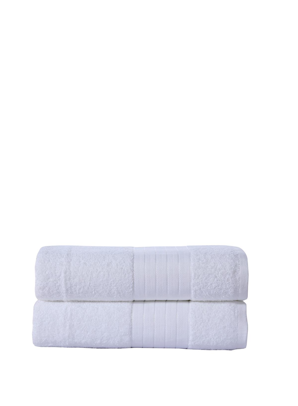Handtuch Cotton Baumwolle 500 G/m2 Weiß 70x140 Cm 2er-Set - Weiß, KONVENTIONELL, Textil (70/140cm) - MID.YOU