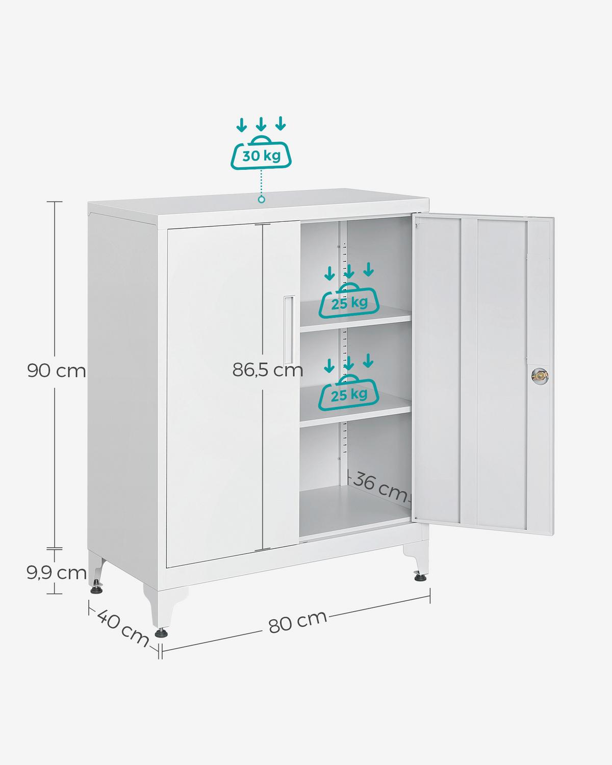 Mehrzweckschrank Grauweiß B: 80cm - Grauweiß, Basics, Metall (80/90/40cm)