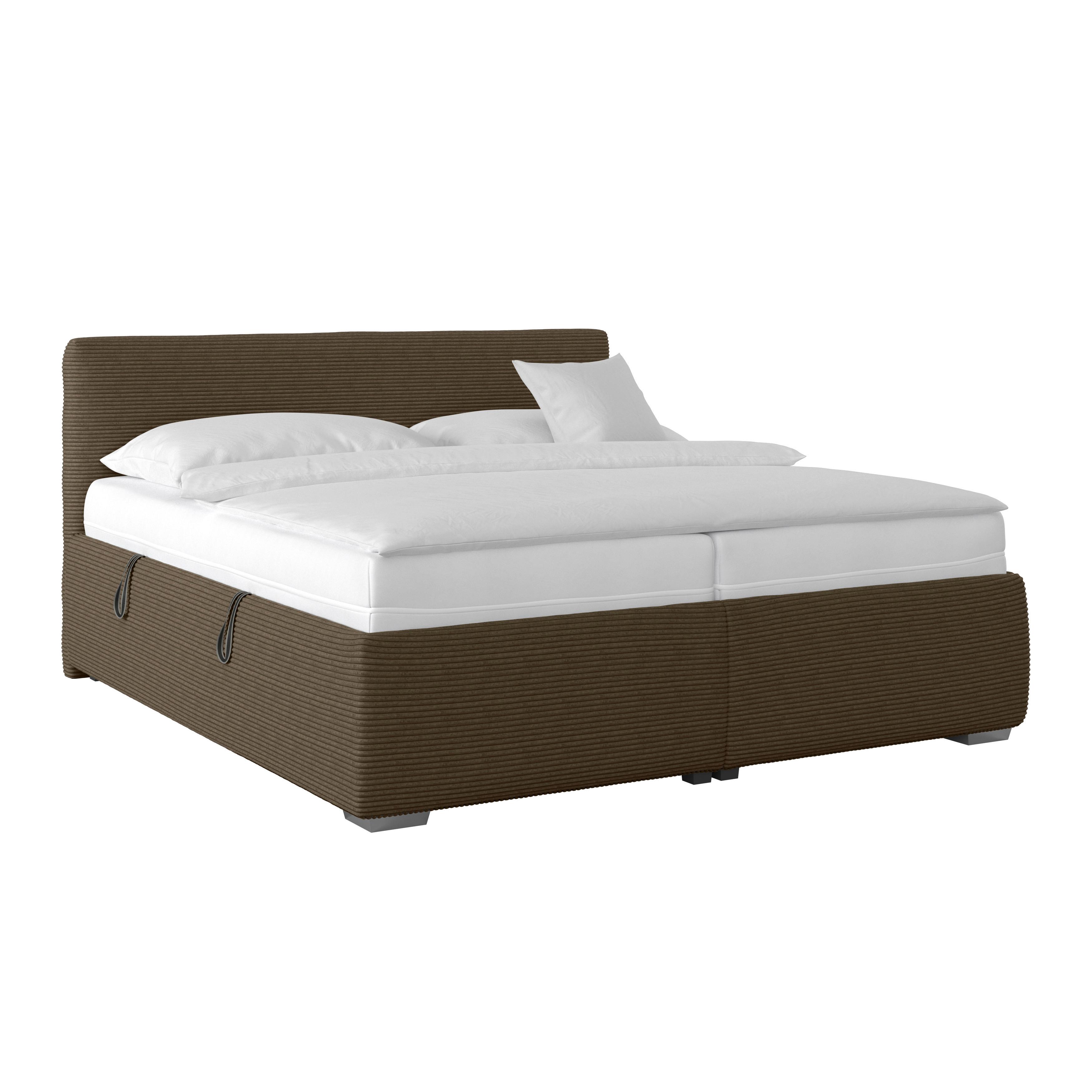 Polsterbett Lesia - Chromfarben/Braun, KONVENTIONELL, Holz/Textil (200/200cm)